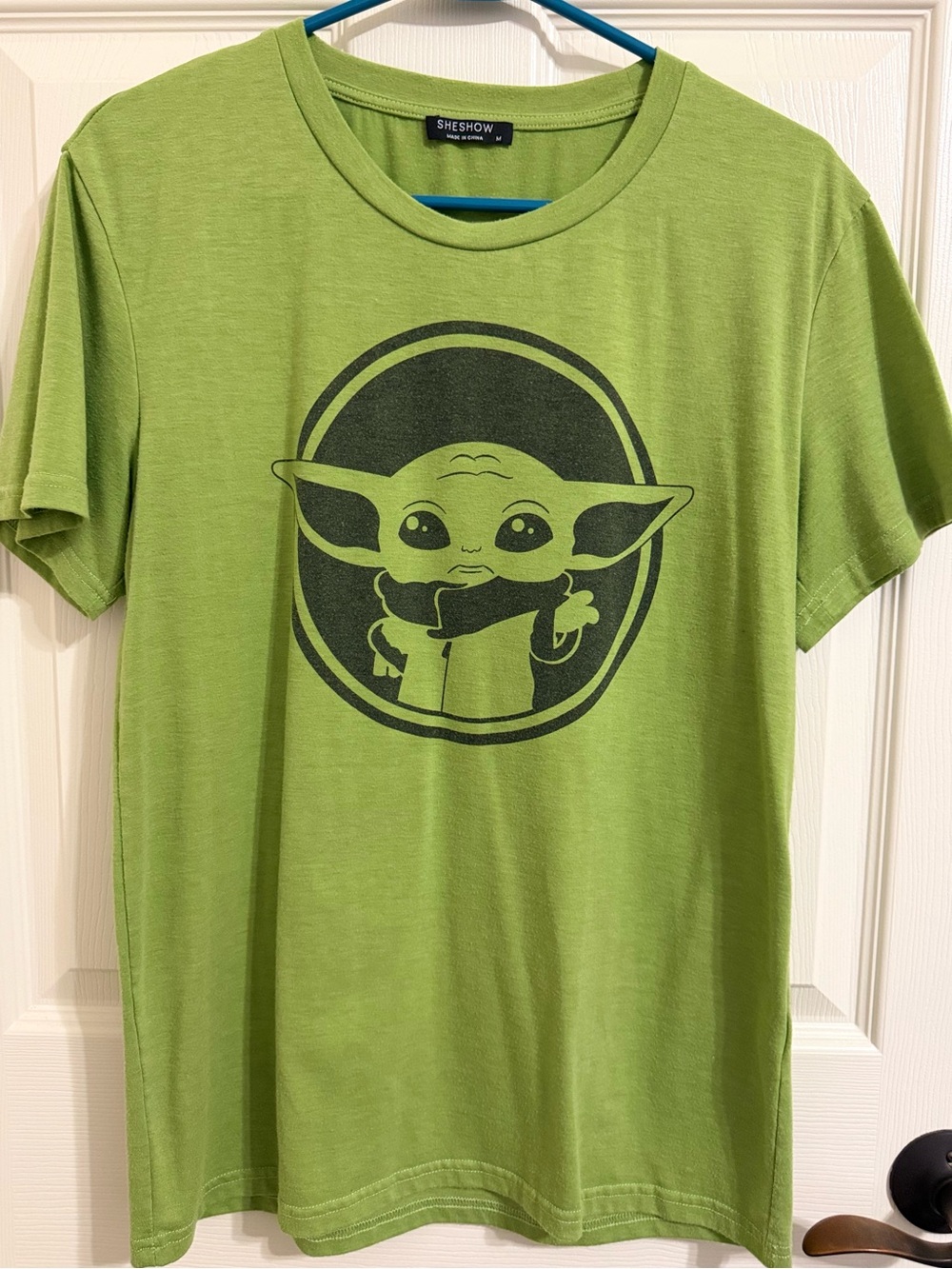 Women’s Green Graphic Tee - Cute Grogu Front Print